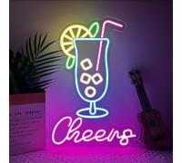 Cheers Neon Light Sign Cocktail LED Sign Lettering for Wall Neon Light Lamp Dimmable USB Powered for Bar Man Den Bars Clubs Party Home Darts Store Gifts Living Room Celebrations
