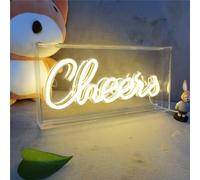 Cheers Neon Sign, LED Neon Cheers, 3D Art Light Box Cheers Neon Sign for Table Decor, Wall Decor, Bar, Pub, Bachelorette Party Cheers Neon Sign, USB Powered 11.8x5.9x1.85 Inches (Warm White)