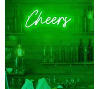 Cheers Neon Sign USB Powered with Dimmable Switch,LED Neon Light Sign for Wall Background Decor,Cheer Light Up Sign Neon for Bar Birthday Party Wedding 15 * 5.5in(Green)
