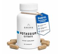 CHEERS Potassium Citrate Capsules 316mg, High Strength, 90 Count | Pure, no fillers or binders; 48% DV electrolyte contributes to normal blood pressure & muscle function; vegan