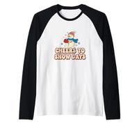 Cheers Snow Days Cute Snowman Christmas Winter Holiday Retro Raglan Baseball Tee