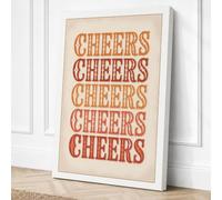 Cheers Stacked Typography Canvas Wall Art Print 30x20 Inch (76 x 51 cm)