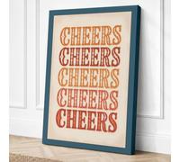 Cheers Stacked Typography Canvas Wall Art Print 30x20 Inch (76 x 51 cm)