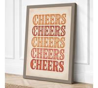 Cheers Stacked Typography Canvas Wall Art Print 30x20 Inch (76 x 51 cm)