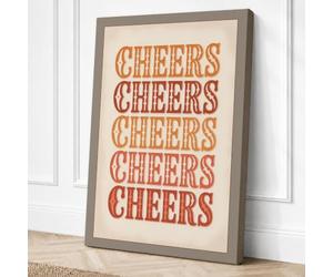 Cheers Stacked Typography Canvas Wall Art Print 30x20 Inch (76 x 51 cm)