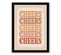 Cheers Stacked Typography Framed Wall Art Print A1 (84.1×59.4cm) Black, Wall Decor for Living Room, Bedroom, Office & Home, Ready to Hang, Art Gift