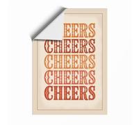 Cheers Stacked Typography Unframed Wall Art Print A4 (29.7×21cm), Wall Decor for Living Room, Bedroom, Office & Home, Art Gift