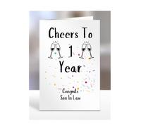 Cheers to 1 Year Anniversary Card, for Son In Law, Birthday Gifts, Men, Women, Him, Her, Presents for Christmas, Work, Service, Wedding, A5-256_187