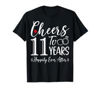 Cheers to 11 Years Happily - Husband Wife 11th Anniversary T-Shirt