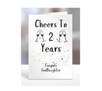 Cheers to 2 Years Anniversary Card, for GodDaughter, Birthday Gifts, Men, Women, Him, Her, Presents for Christmas, Work, Service, Wedding, A5-257_98