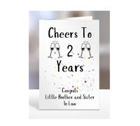 Cheers to 2 Years Anniversary Card, for Little Brother and Sister In Law, Birthday Gifts, Men, Women, Him, Her, Presents for Christmas, Work, Service, Wedding, A5-257_263