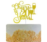 Cheers to 20 Years Cake Topper, MY258, Gold Glitter