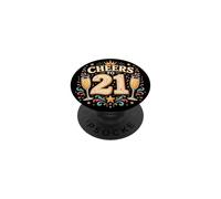 Cheers to 21 Retro Celebration Drinks Party Theme Graphic PopSockets Adhesive PopGrip