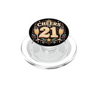 Cheers to 21 Retro Celebration Drinks Party Theme Graphic PopSockets PopGrip for MagSafe