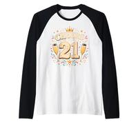 Cheers to 21 Retro Celebration Drinks Party Theme Graphic Raglan Baseball Tee