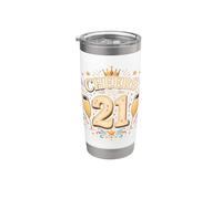 Cheers to 21 Retro Celebration Drinks Party Theme Graphic Stainless Steel Insulated Tumbler