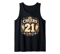 Cheers to 21 Retro Celebration Drinks Party Theme Graphic Tank Top