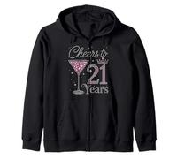 Cheers to 21 Years Old 21st Birthday Fabulous Queens Zip Hoodie