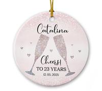 Cheers To 23 Years Christmas Tree Hanging Ornament Beautiful Xmas Hanging Ornament With Gold String Christmas Decorations For Home Decor Holiday Wedding