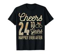 Cheers to 24 Years Happily - 24th Wedding Anniversary T-Shirt