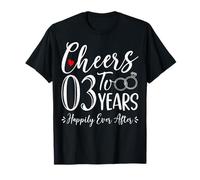 Cheers to 3 Years Happily - Husband Wife 3rd Anniversary T-Shirt