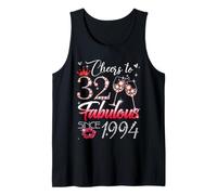 Cheers to 32 Fabulous Since 1994 32nd Birthday Women Girls Tank Top