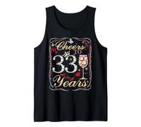Cheers to 33 Years Old Wedding Anniversary 33rd Birthday Tank Top