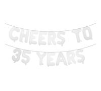 Cheers to 35 Years Banner Foil 35th Birthday Balloon Party Decorations for Him/Her 35 Years Anniversary Decorations Wedding Party Supplies For Men/Women (CHEERS TO 35 YEARS White)
