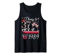Cheers to 37 Fabulous Since 1989 37th Birthday Women Girls Tank Top