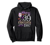 Cheers to 39 Fabulous Since 1987 39th Birthday Women Girls Pullover Hoodie