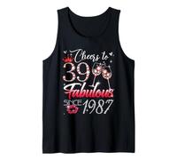 Cheers to 39 Fabulous Since 1987 39th Birthday Women Girls Tank Top
