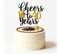 Cheers to 40 Years Cake Topper, Cheers & Beers Theme Happy 40th Birthday/Wedding/Anniversary Party Decoration Supplies