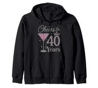 Cheers to 40 Years Old 40th Birthday Fabulous Queens Zip Hoodie