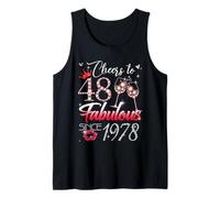 Cheers to 48 Fabulous Since 1978 48th Birthday Women Girls Tank Top