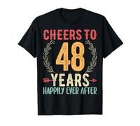 Cheers to 48 Years - 48th Wedding Anniversary Husband Wife T-Shirt
