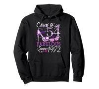Cheers to 54 Fabulous Since 1972 54th Birthday Women Girls Pullover Hoodie