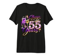 Cheers to 55 Years Old Wedding Anniversary 55th Birthday Premium T-Shirt