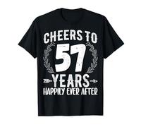 Cheers to 57 Years Happily - 57th Anniversary Husband Wife T-Shirt
