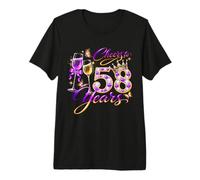 Cheers to 58 Years Old Wedding Anniversary 58th Birthday Premium T-Shirt