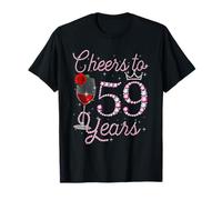 Cheers To 59 Year Old 59th Birthday Queen Drink Wine Diamond T-Shirt
