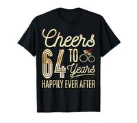 Cheers to 64 Years Happily - 64th Wedding Anniversary T-Shirt