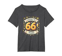 Cheers to 66 Years Birthday Gift Celebration Artwork T-Shirt, Women's Plus, Dark Heather Grey, 5X