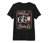 Cheers to 66 Years Old Wedding Anniversary 66th Birthday Premium T-Shirt