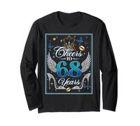 Cheers to 68 Years Old Wedding Anniversary 68th Birthday Long Sleeve T-Shirt