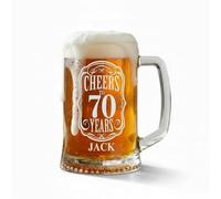 Cheers To 70 Years Birthday Gift Personalised Engraved Glass Beer Tankard