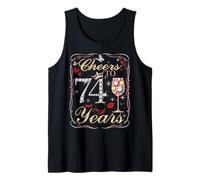Cheers to 74 Years Old Wedding Anniversary 74th Birthday Tank Top