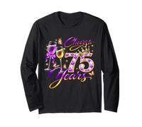 Cheers to 75 Years Old Wedding Anniversary 75th Birthday Long Sleeve T-Shirt