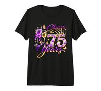 Cheers to 75 Years Old Wedding Anniversary 75th Birthday Premium T-Shirt
