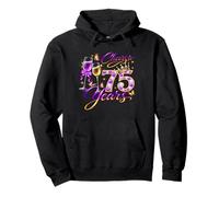 Cheers To 75 Years Old Wedding Anniversary 75th Birthday Pullover Hoodie