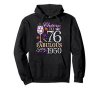 Cheers to 76 Fabulous Since 1950 76th Birthday Women Girls Pullover Hoodie
